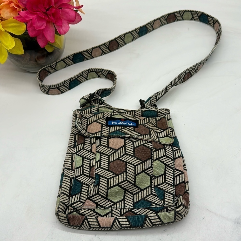 Kavu Small patterned crossbody Bag tan green MCB4818N